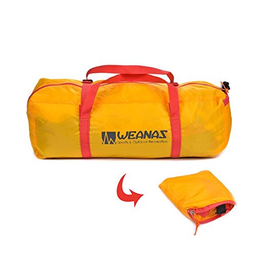 Weanas Foldable Tent Bag Ultra Lightweight Packable Outdoor Camping Duffel Bag with Zipper Handy Foldable Camping Tent Bag for Camping Hiking Outdoor Sports (Yellow, for 2-3 Man Tent)