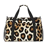 Bolso de mano plegable con estampado de piel de leopardo con cremallera impermeable para escapadas de fin de semana