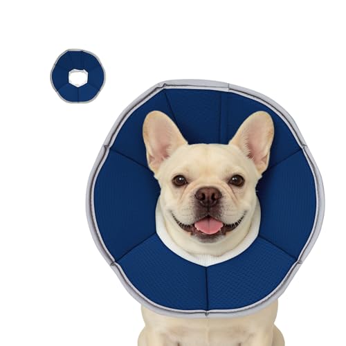 Image of MAXFUT Dog Cone Collar,Soft Cone for Dogs to Stop Licking After Surgery,Non Inflatable Dog Donut Cone (Blue, S)