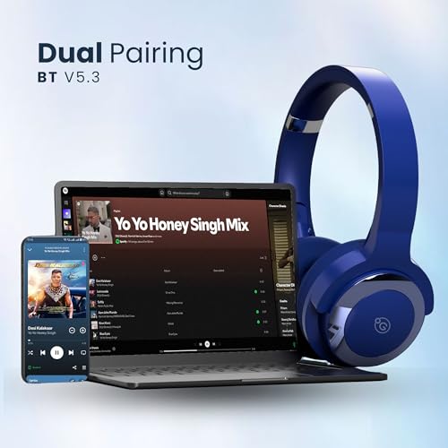 Image of OOGE Echo 100 Wireless Bluetooth Headphones (Blue), 30H Playtime, 800H Standby Time, 250mAh Battery, Bluetooth 5.3, 10m Range, 1-Year Warranty