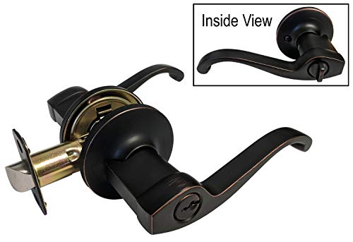 1-Set Dark Oil Rubbed Bronze Entry Entrance Keyed Levers With Matching Single Cylinder Deadbolts Combo Keyed Alike 835Dbr #TOP1