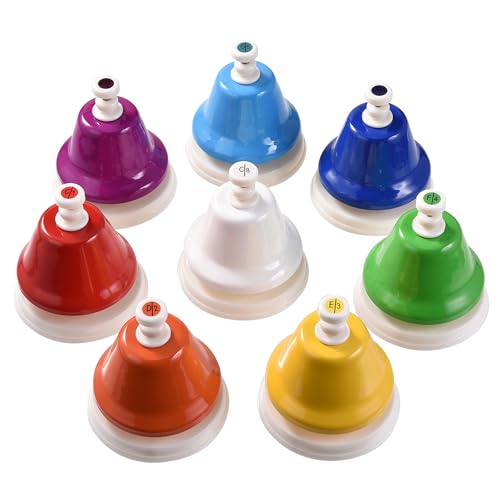 DOMG 8 Note Desk Bells for Kids Rainbow Diatonic Table Bells Hand Bells Musical Instrument