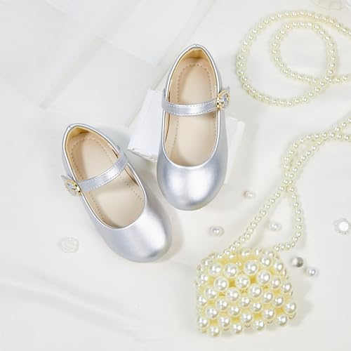 Image of PHIRAMIN Toddler Flower Girl Dress Shoes - Little Girl Mary Janes Flats Wedding