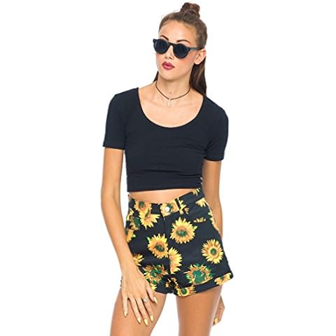 Motelrocks - Motel Ibu High Waist Short in Sunflower Print Cover