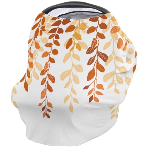 Nursing Cover for Breastfeeding Scarf, Plants Leaves Ombre Yellow Baby Car Covers Super Soft Multi Use for Canopy Shopping Cart Cover Blanket Stroller Cover