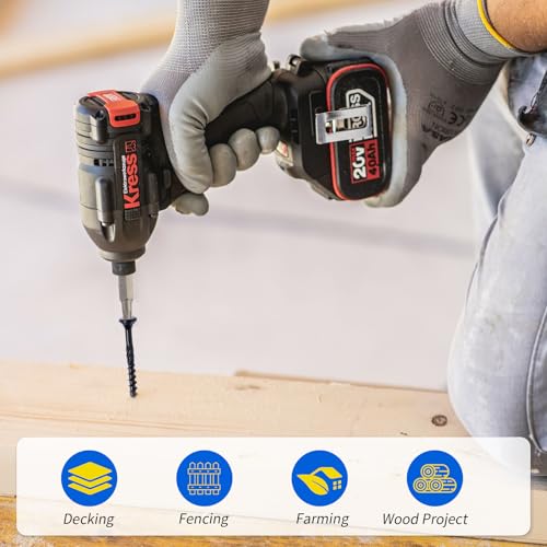 Image of #8 * 1-1 /2 Inch Deck Screws, (135pcs) Black Wood Screws, Rust Resistant Epoxy Coated, Carbon Steel, with T25 Torx Bits