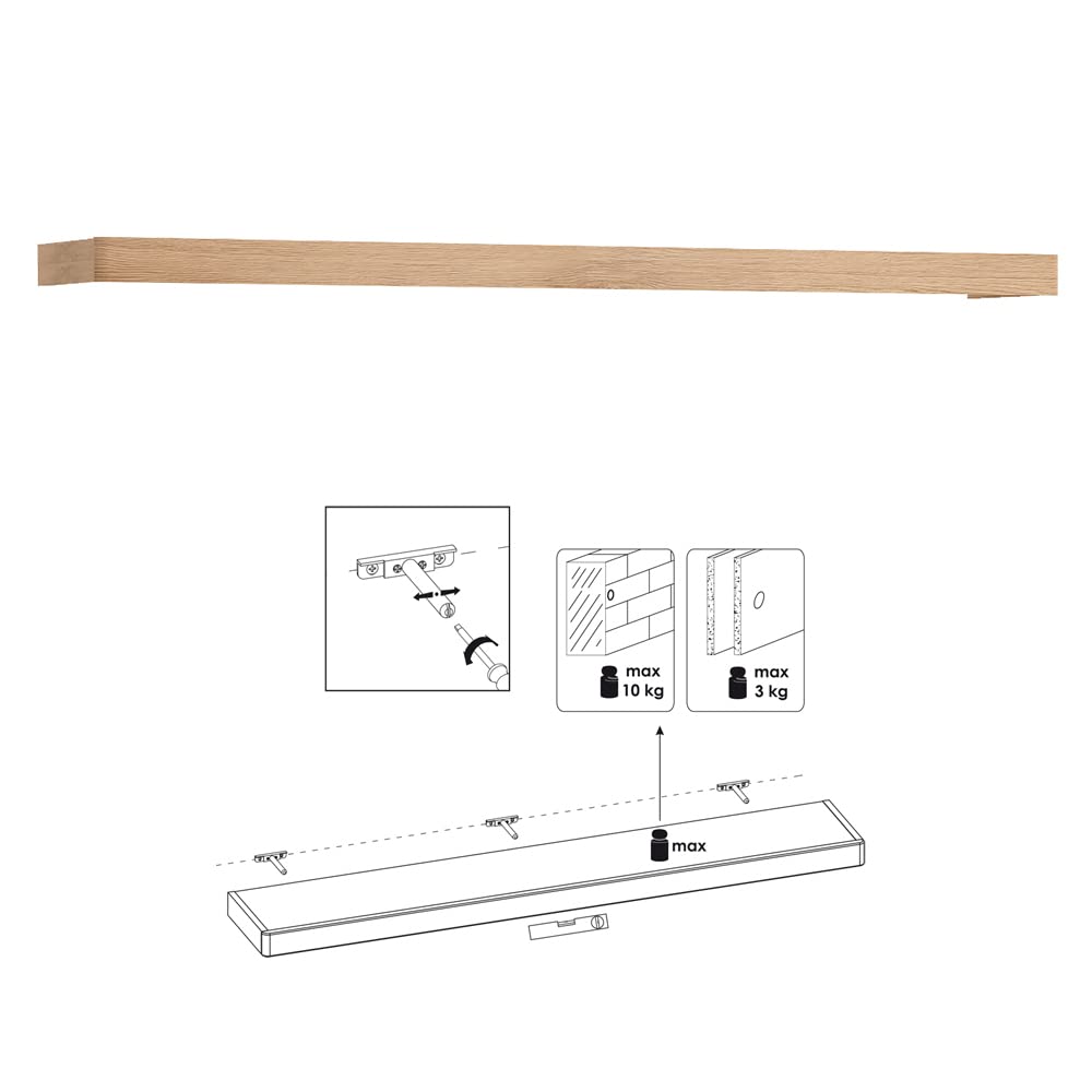 Lomadox Wohnzimmer Set mit Wohnwand Schrankwand Media Wand TV Lowboard Vitrine Wandboard Couchtisch 75x75 cm Sideboard Highboard in Eiche Nb.