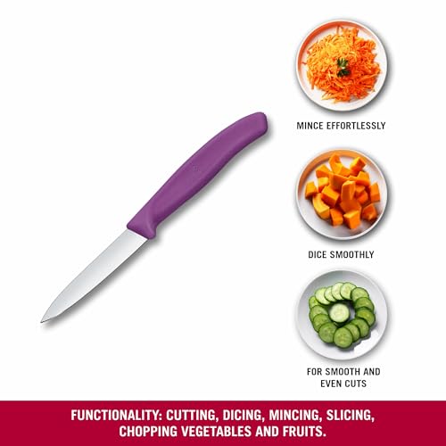 Image of Victorinox Swiss Made Stainless Steel Swiss Classic Paring Knife, Straight Edge, Kitchen Tool, Kitchen Item, 8 cm, Purple, 6.7605.C1
