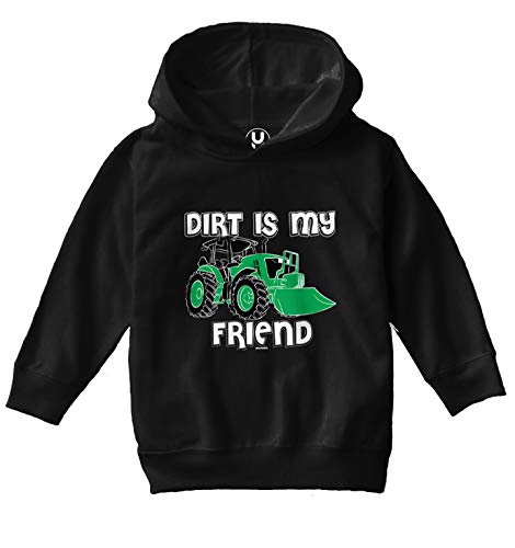 Haase Unlimited Dirt is My Friend - Tractor Dirty Toddler/Youth Fleece Hoodie (Black, 4T (Toddler))