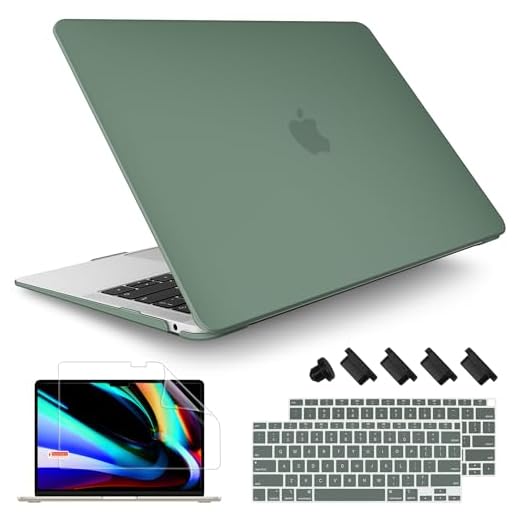 May Chen MacBook Air 13 inch Case 2020 2019 2018 Release A2337 M1/A2179/A1932 with Retina Display,Plastic Hard Shell case Keyboard Cover for Newest Air 13 with Touch ID, Green