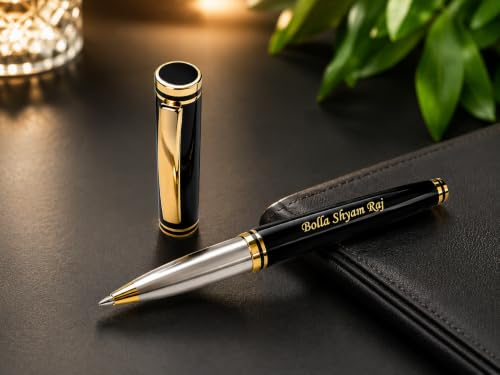 Image of Customized Metal Ballpoint Pen with Free Name Engraving | Premium Personalized Pen for Office, Gifting & Professionals (Gold,Black)