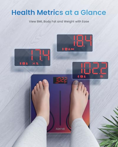 Image of RENPHO Smart Scale for Body Weight, FSA&HSA Eligible, Digital Bathroom Scale BMI Weighing Bluetooth Body Fat Scale, Body Composition Monitor Health Analyzer with Smartphone App