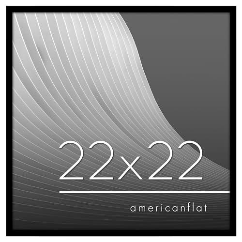 Americanflat 22x22 Picture Frame with Polished Plexiglass - Streamline Collection - Thin Border Square Frame for Wall Display - Hanging Hardware Included - Black