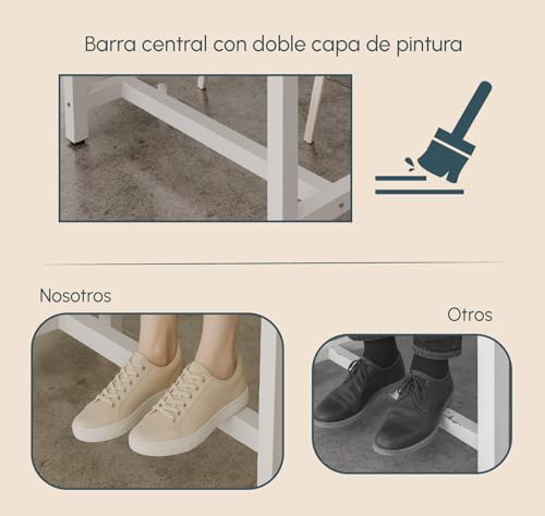 MB Muebles Bonitos, Mesa Alta Bar Ani, Barra Cocina de Estilo Minimalista con Patas de Metal, Melamina Mate, Blanco y Sonoma, 100x100x40 cm - imagen 6