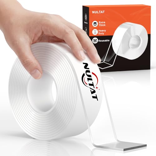 NULTAT Double Sided Tape Heavy Duty, Nano Reusable, Removable, Washable Double Stick Tape for Wall...