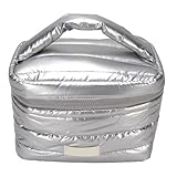 Sahgsa Bolsa de maquillaje grande de 6 litros – Neceser de viaje para mujer, bolsa de aseo portátil para aventuras al aire libre, plata, Casual