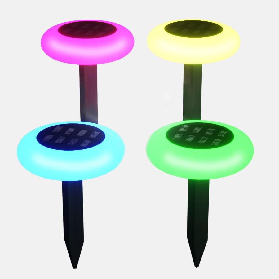 Solar Outdoor Lights 4-PK | Solar Lights Outdoor Waterproof | 8 Color Options, 50,000 HR Life Cycle | Outdoor LED Lights for Landscape Lighting, Outdoor Décor Solar Garden Lights