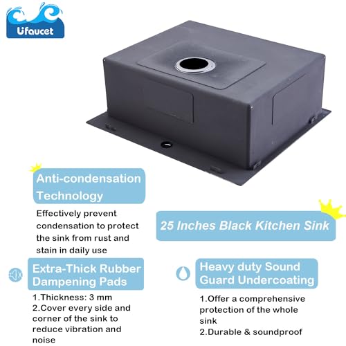 Image of 25 Inch Drop In Kitchen Sink, 25x22 Inch Topmount Stainless Steel Single Bowl Bar RV Laundry Utility Outdoor Wet Prep Small Sink with Drain