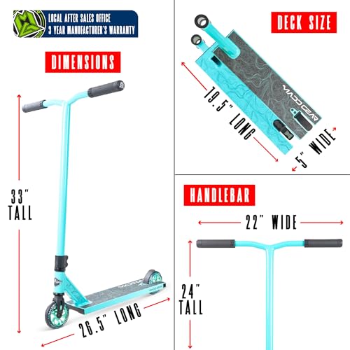 Image of Pro Stunt Scooter for Kids and Teens Ages 8-12 - Lightweight Durable Trick Scooter for Skatepark and Street - Easy Assembly - Madd Gear MG4