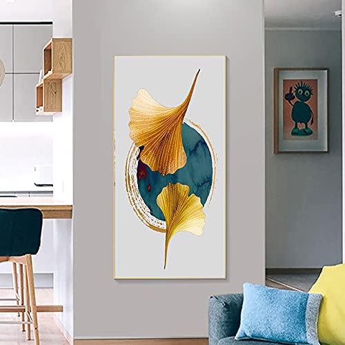 Peinture diamant 5D grand format 50x120cm à motif de feuilles d'or