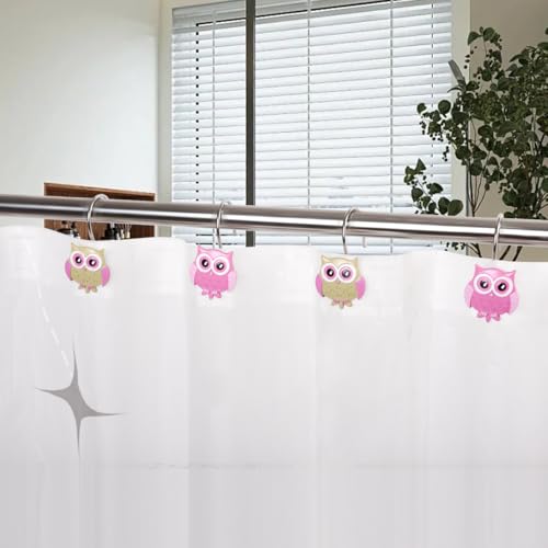 Ganchos para cortina de ducha de búho (12 piezas) de resina para baño 8