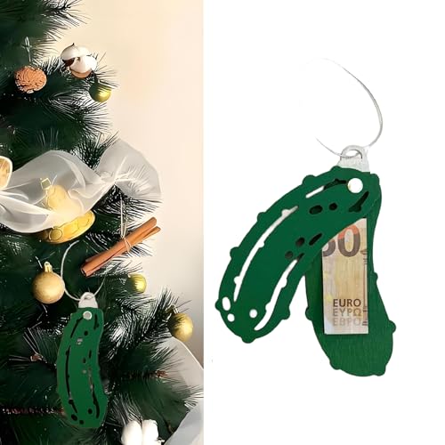 2 IN 1 Weihnachtsgurke Geldgeschenk Weihnachten Große Gurke aus Holz...