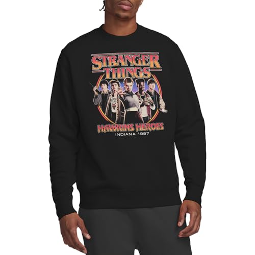 Stranger Things Hawkins Heroes Group 1987 Sudadera Unisex, Negro, XL