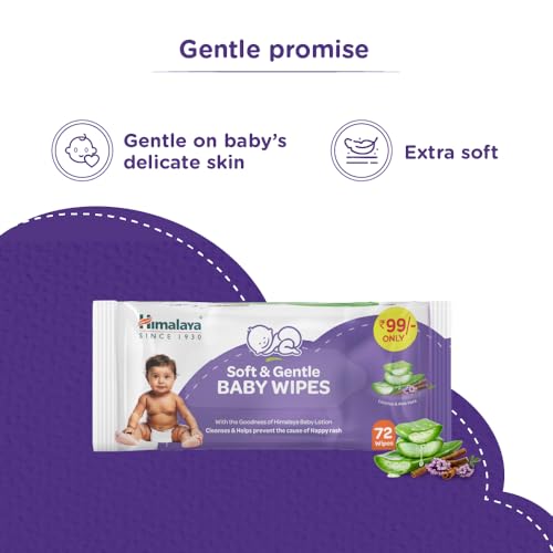Image of Himalaya Soft & Gentle Baby Wipes |72 Wipes x B3 G1 Free - 288 Wipes | With Licorice & Aloe Vera | Gently cleanses & Helps prevent the cause of Nappy Rash | With the Goodness of Himalaya Baby lotion | Extra Soft | Skin-Friendly pH