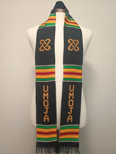 UMOJA Graduation Stole Sash, Black Kente Cloth2