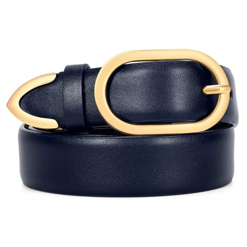 Women Belt for Jeans Pants Ladies Leather Belt Fashion Waist Belt Dress with Gold Buckle