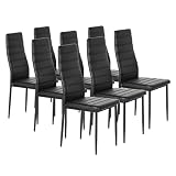Songvas Juegos de 8 Sillas de Comedor, Silla Cocina, Silla salón, Kunstleder Bezug & hoher Rückenlehne - SGS geprüft -120KG, Stahlgestell, Adecuado para Sala de Estar, Comedor y Oficina (Negro, 8)