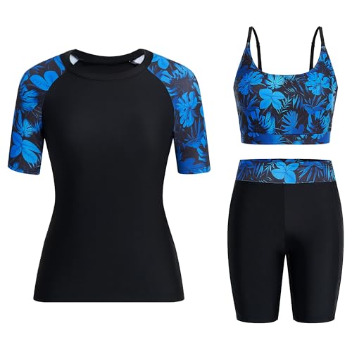 Owntop Damen 3-teiliger Rash Guard | UPF50+ UV Shirt | Kurzarm...