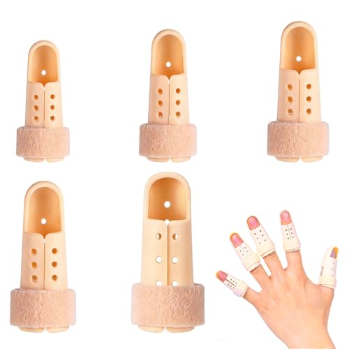 5 Stück Fingerschiene und 5 Elastische Fingerschützer Kunststoff Fingerschiene Verstellbare Fingerschiene für Zeige- Mittel- und kleinen Finger Schiene Finger Zum Gebrochen Finger Der Arthritis