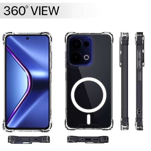Image of Amazon Basics Back Cover for Oppo Reno 13 5G Mag-Safe Shockproof PC + TPU Protective Case Magnetic Support Bumper Case (Transparent Mag-Safe)