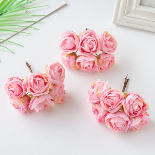 Couronne de roses artificielles bleu clair en soie pour décoration de table - 4