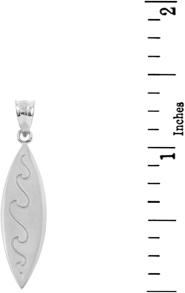 Fine 925 Sterling Silver Ocean Waves Surfboard Pendant Necklace