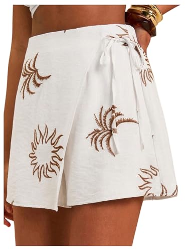 Image of SweatyRocks Women's Boho Mini Skirts Floral Shorts Tie Side Wrap Skorts