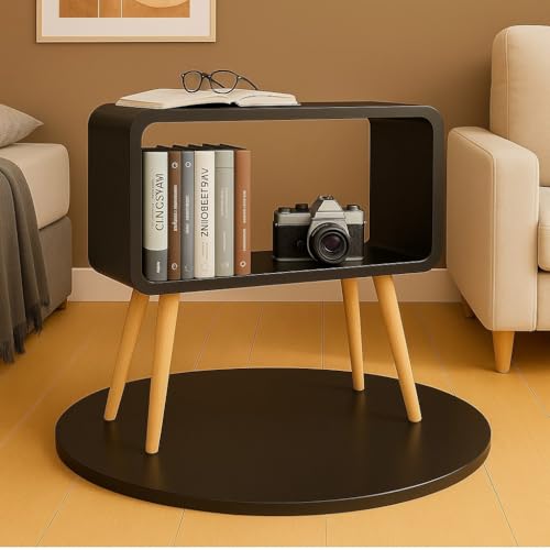 Image of ETIQUETTE ART Wooden Nightstand, End Table, Bed Side Table for Small Spaces Magazine Stand with Storage Engineered Wood Bookcase Wooden Bedside Table, Coffee Table, Living Room /Bedroom (New Black)