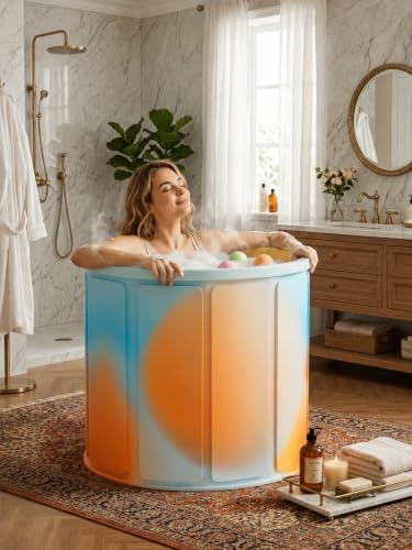 Image of YAGVIZ Bath Tub for Adult for Bathroom Tub for Home SPA, Maintains Hot & Cold Temperature, Drainage Hole, Thickened Layer for Hot and ice bath tub for adults