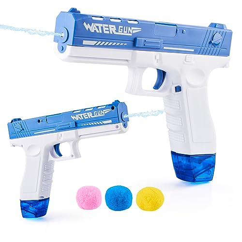 Electric Water Gun,Water Gun for Adults Kids,Automatic Squirt Gun Up to 32 FT Range,Double Magazine & Battery Powered Water Blaster,Summer Toy Swimming Pool Beach Games-Blue（3×Water Balloons） - Thumbnail 7