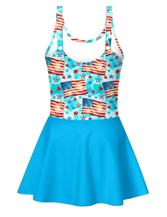 Image of Yousie Girls Swimsuit One Piece Tropical Kids Bathing Suit Swimwear Adjustable Swim Dress 5-9 Years
