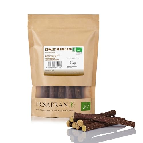 FRISAFRAN | Regaliz de palo SECO, DESHIDRATADO | Ecológico | paloduz | Bastones de regaliz | Regaliz | Regaliz de palo natural | Palos de regaliz | Raíz de regaliz | Directamente del productor | 1Kg