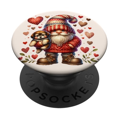 Cute Puppy And Dog Dad Gnome For Women And Men Who Love Dogs PopSockets PopGrip Adhesivo