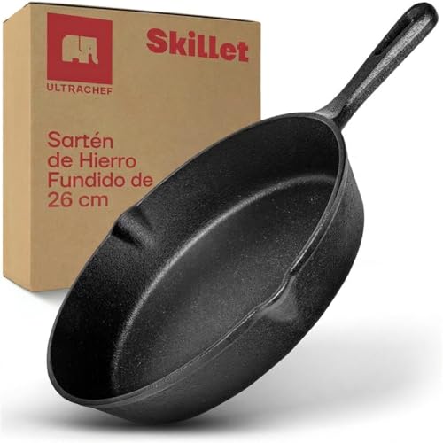 Catálogo para Comprar On-line Sarten Cerafit Fusion Precio los mejores 10. 47 ULTRACHEF Sartén de Hierro Fundido con Mango Largo, Previamente Curado, Cast-Iron Skillet, 10' (26 cm), Negro
