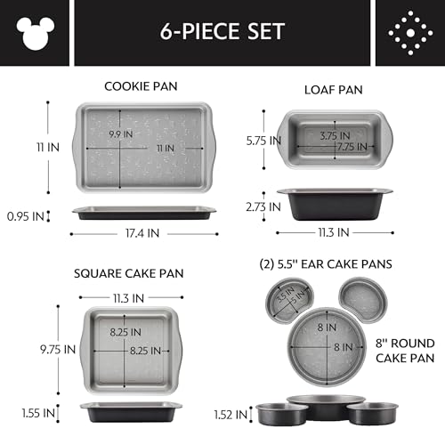 Farberware Disney Bake with Mickey Mouse Nonstick Bakeware Set/Baking Pans, 6 Piece - Black - image 3
