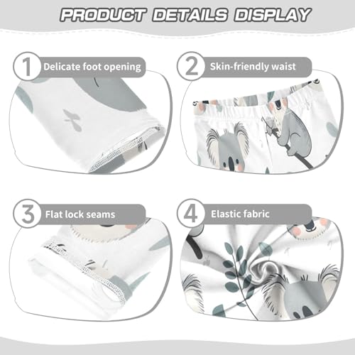 Toddler Girls Leggings Printed Yoga Pants Leggings Leaves Grey Koala for Kids3