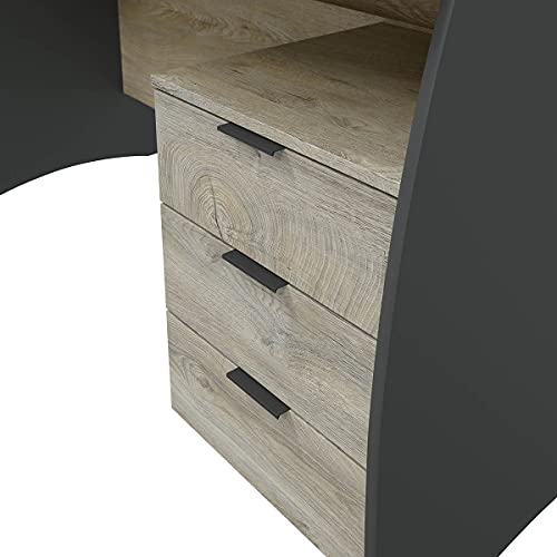 Bureau avec caisson 3 tiroirs bicolore chêne Alaska PEGANE