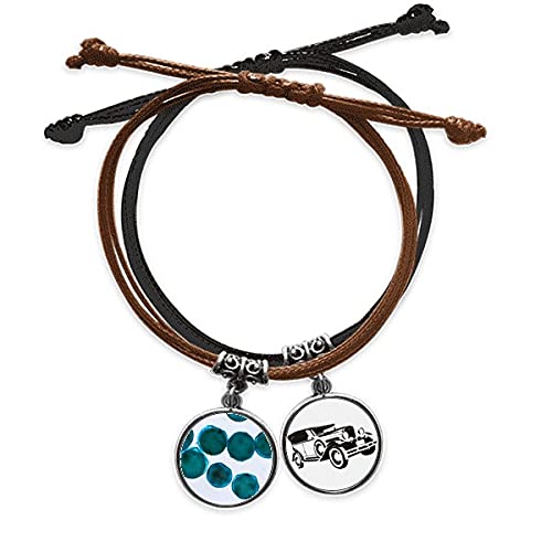 Bracelet cuir minibus et cellule photo créature bleue pour festival