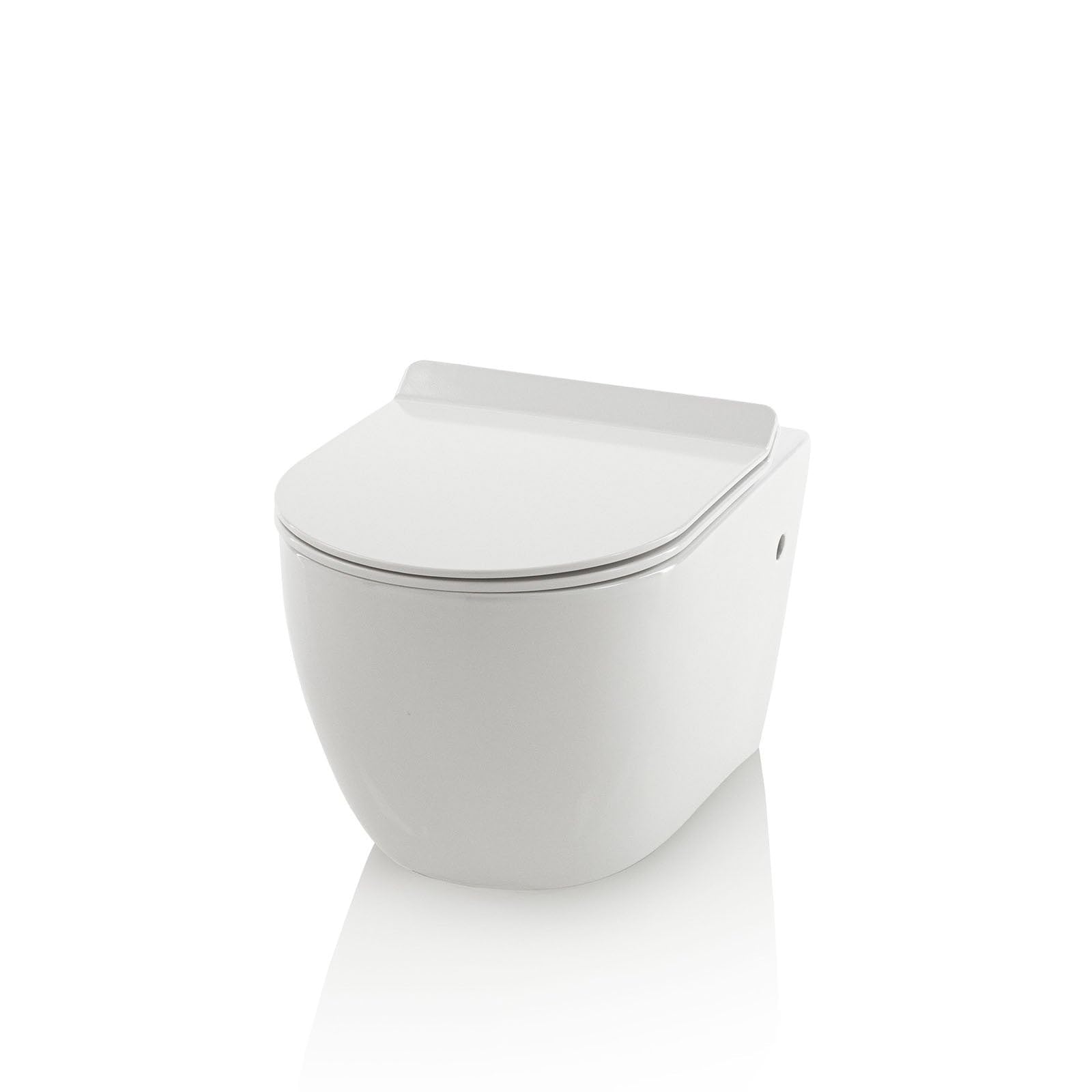 Aqa Design accessori casa wc sospeso, completamente realizzato in ceramica bianca, Made in Italy, salvaspazio, montaggio a muro, facile da installare - Bianco - 52x36,5x33 cm