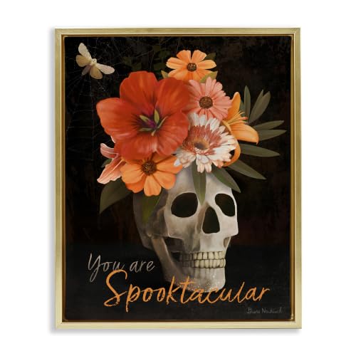 Halloween Skull Flower Arrangement, 24 x 30 Inch Canvas in Floater Frame